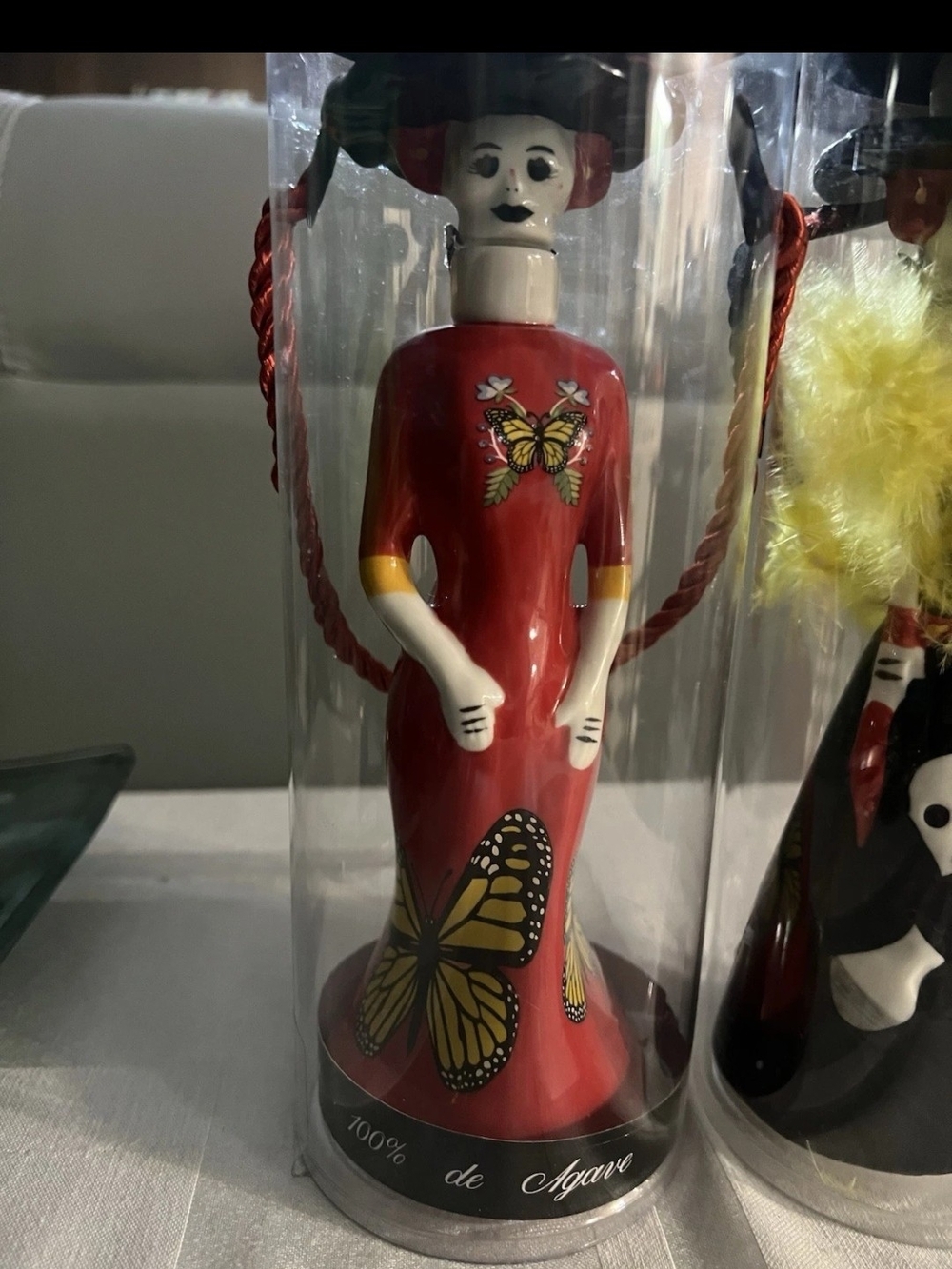 Hand-Painted Red Butterfly Ceramic Figurine
